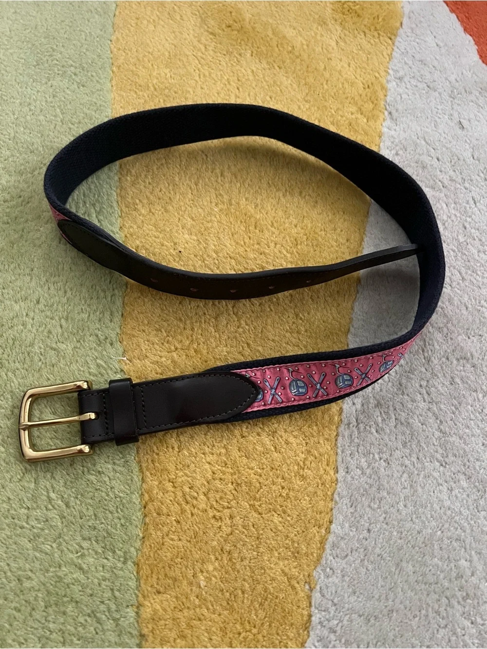 Vineyard Vines Canvas and Leather Belt gondola and Ski Pattern Men's Size 30